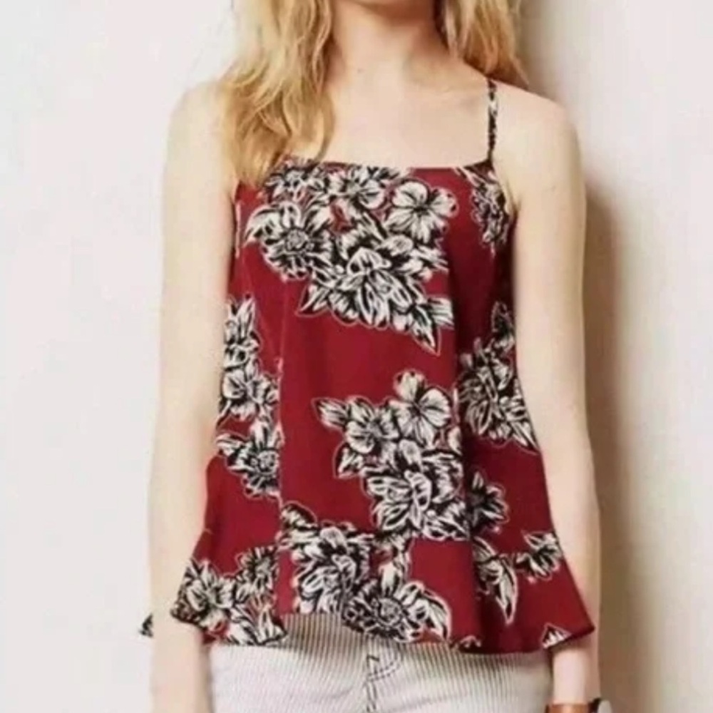 Maeve Cami Swing Spaghetti Strap Floral Silk Tank